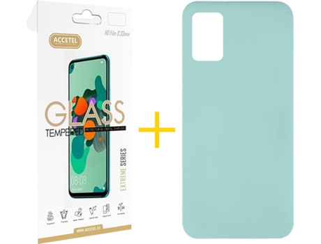 Funda y Protector de Vidrio Samsung Galaxy A31 ACCETEL Silicona Líquida Verde Agua