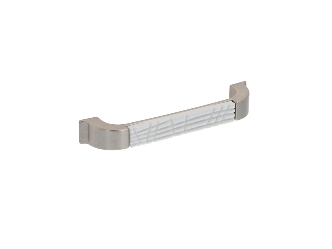 Tirador Para Mueble De Zamac Y Porcelana Distancia Entre Ejes 128mm Barniz Níquel Satinado Lote De 25