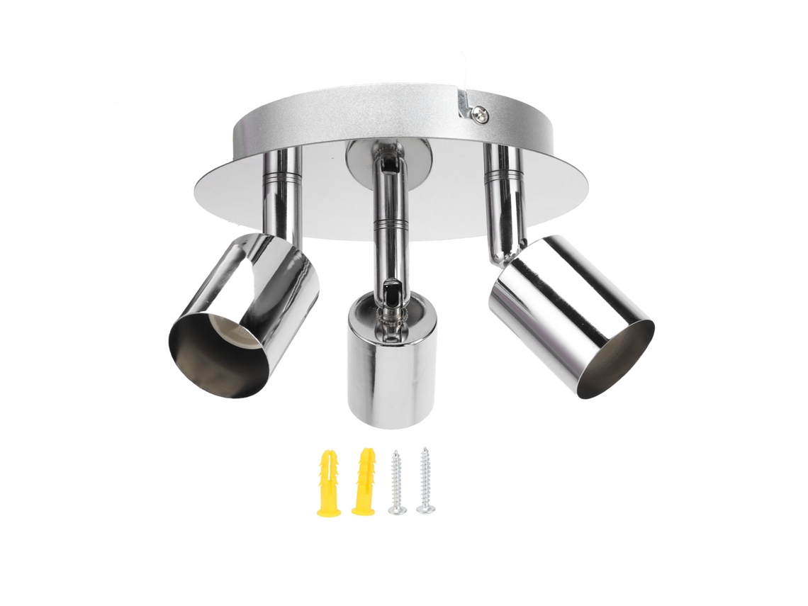 2026-soporte De Lámpara De 3 Cabezas Circular Moderno Simple Base Gu10 Rotación Flexible Para Dormitorio 85‑265v