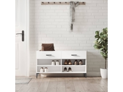 Banco Zapatero Organizador en Derivados de Madera Blanco Brillante 102X35X55 Cm