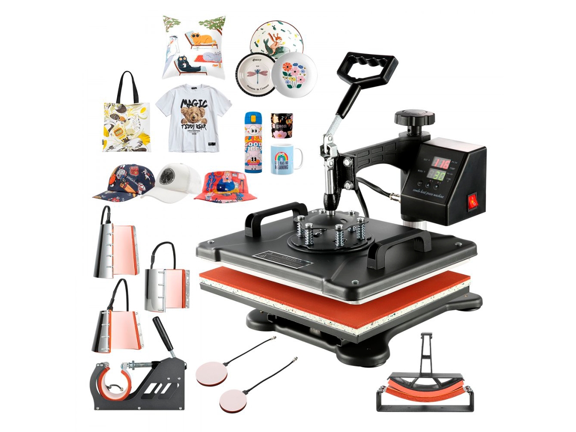 Prensa térmica 8 en 1 de 38 x 30 cm con pantalla LCD digital para camisetas, tazas, gorras y platos Tekmaquinas