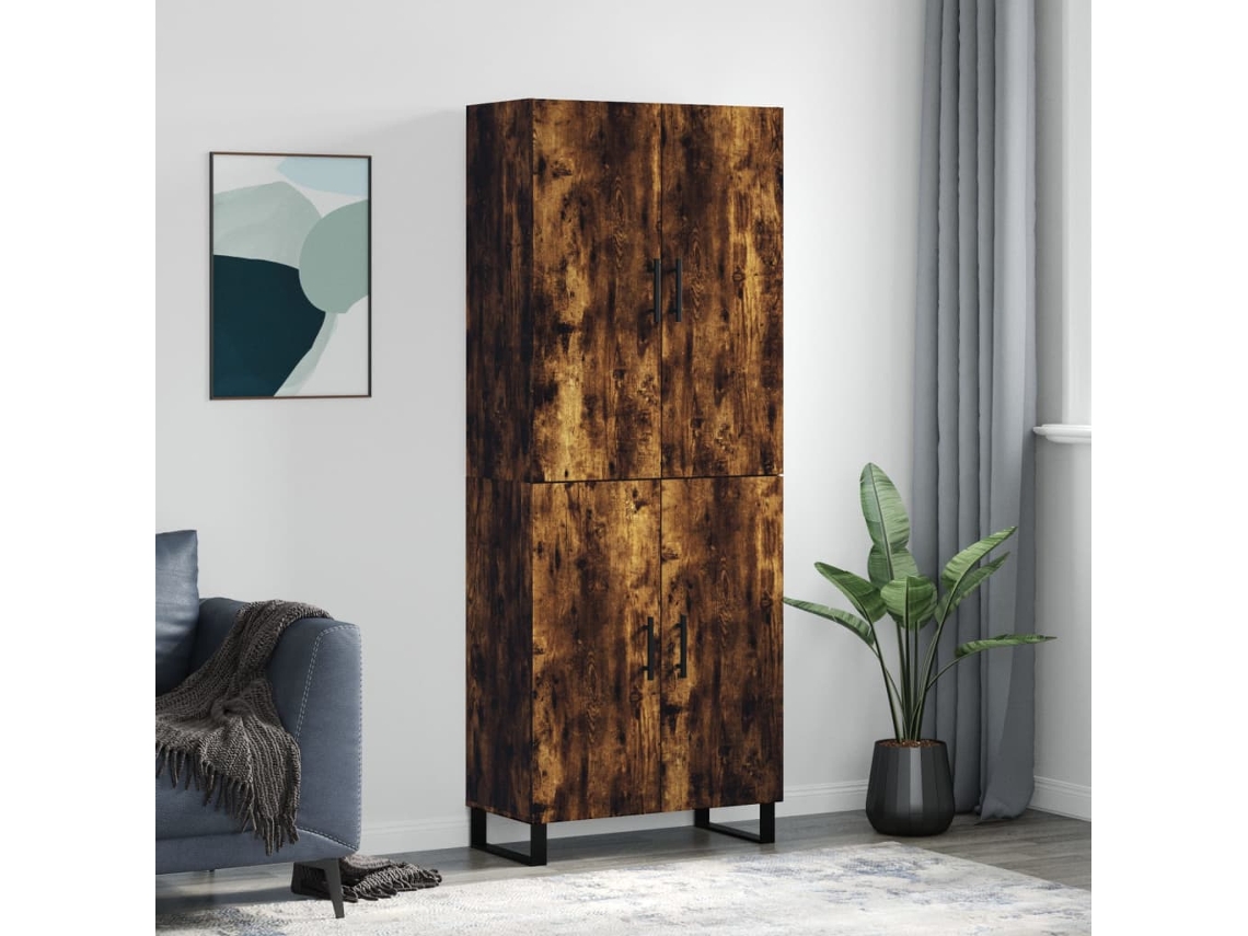 Aparador Alto Madera Contrachapada Roble Ahumado 69,5x34x180 Cm