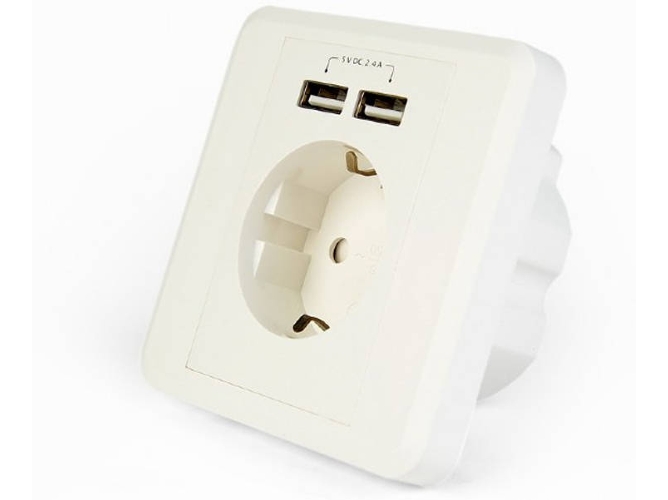 Tomas de Pared GEMBIRD con Cargador (2xUSB 2.4A)