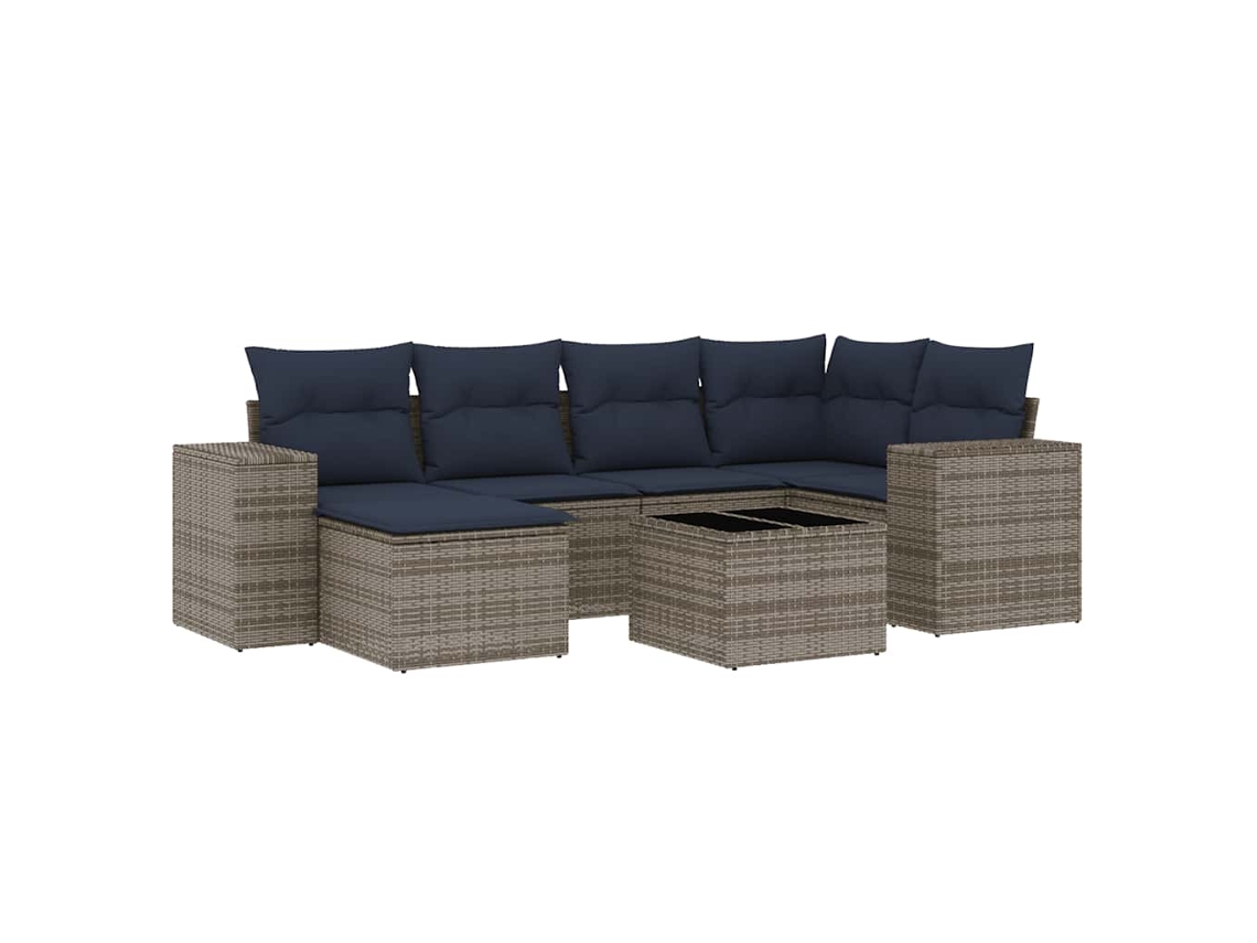 Maison Exclusive - Conjunto De Sofá De Jardín De 7 Piezas Con Cojines, Poliratán Gris