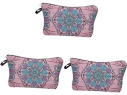 Nécessaire De Maquiagem Com Estampa Mandala, 3 Peças, À Prova D'água, Ideal Para Viagens.