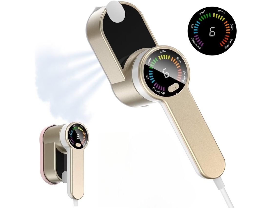 Planchadora con pantalla LCD, se calienta rápidamente en 10 segundos, ideal para eliminar diversos tipos de arrugas de la ropa. Cuich (color champán dorado).