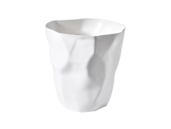 Papelera Pequeña Moderna De Plástico Con Diseño Abierto Irregular Para Baño, Oficina, Cocina - Blanca