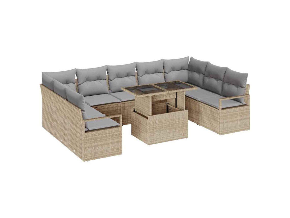 Maison Exclusive - Conjunto De Sofá De Jardín Con Cojín 10 Pcs Beige Y Gris Claro