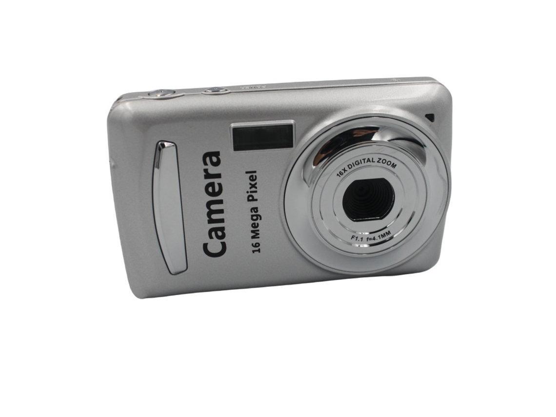 Cámara digital de 16 MP, cámara CCD pequeña y compacta con pantalla LCD, estilo retro, adecuada para adolescentes y adultos(silver) IKIKSO