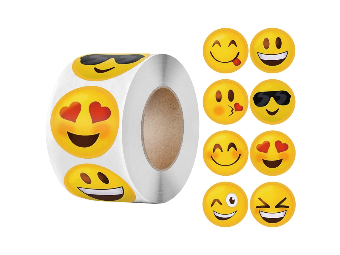 (8 Diseños) 500 Hojas/rollo De Divertidas Pegatinas De Dibujos Animados Con Caras Sonrientes, De 2,5 Cm/1,0 Pulgada De Diámetro.
