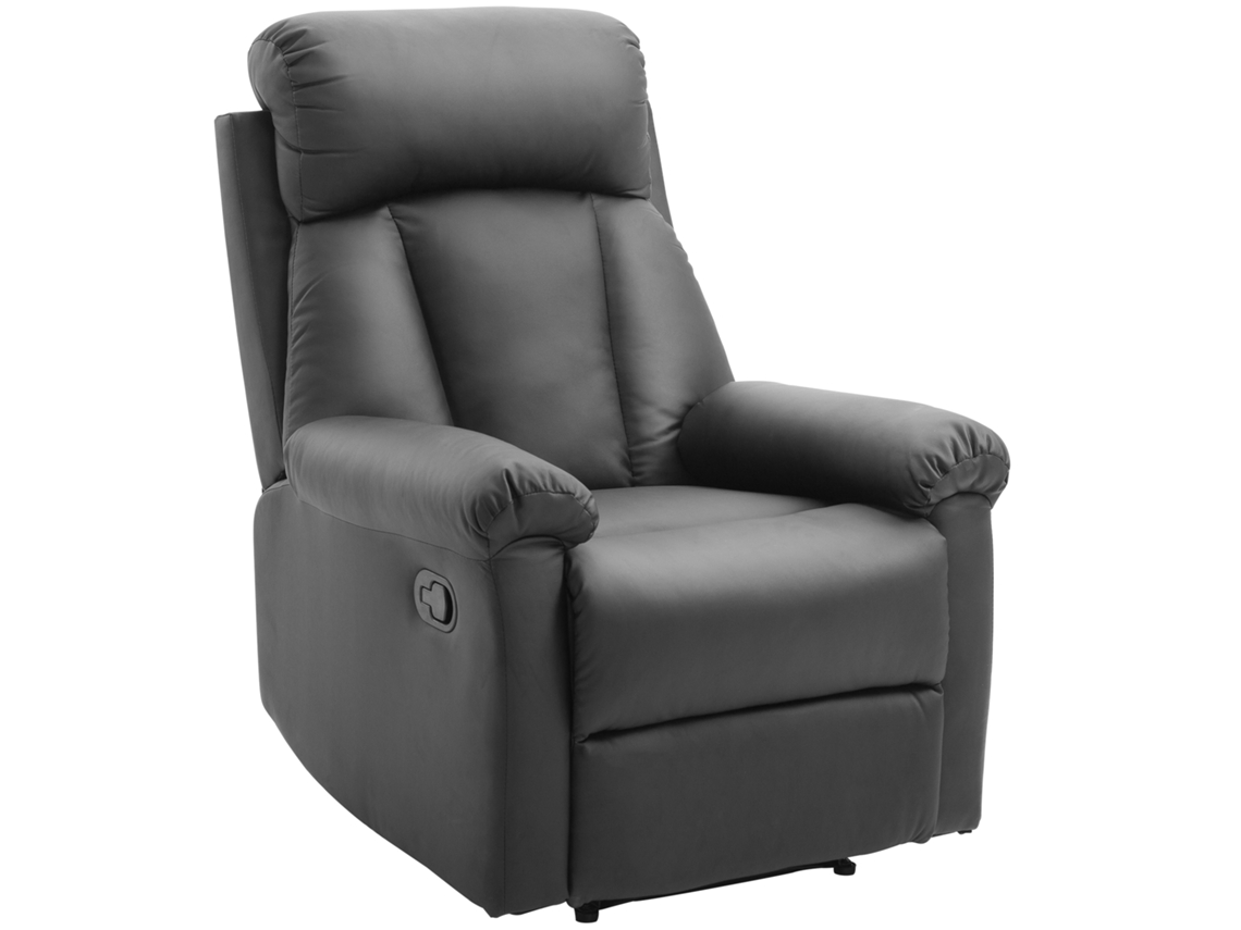 VPMKP - Sillón Reclinable Homcom De Piel Sintética Con Reposapiés, 80x97x107cm, Negro.