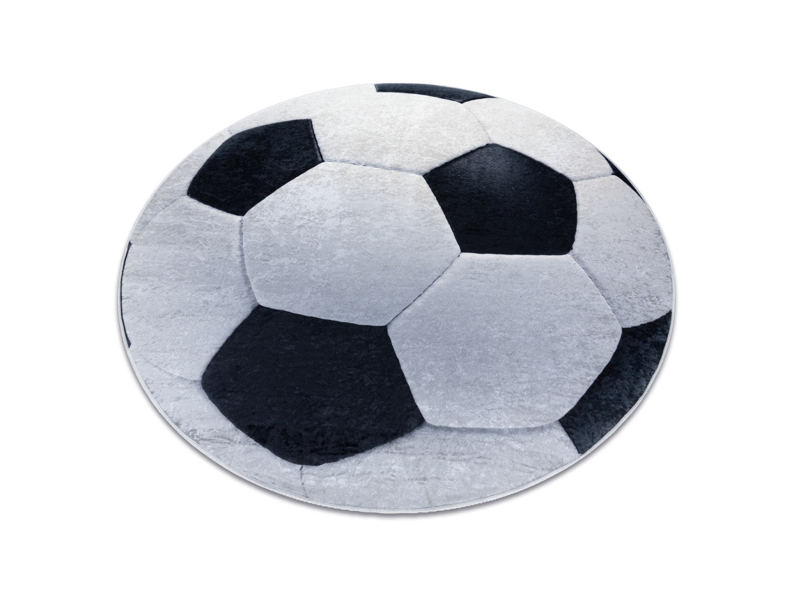 Alfombra Lavable Bambino 2139 Circulo - Futbol Para Niños Antideslizante - Negro/Blanco (circulo 100 cm)