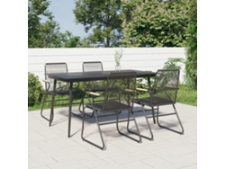 Juego de comedor de jardín de 5 piezas en mimbre de PVC negro DKD Home Decor