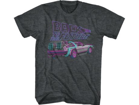 Camiseta Unisexo DEEPSTONE DeLorean Neon Outline Back To The Future brezo negro (XXL)