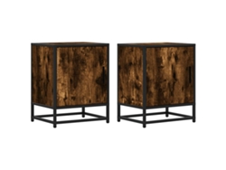 Maison Exclusive - Mesitas Noche 2 Uds Madera Ingeniería Roble Ahumado 40x31x50 Cm