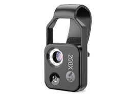 Microscopio portátil para teléfono móvil con aumento de 200x y lente CPL, mini microscopio digital portátil con luz LED y clip universal.