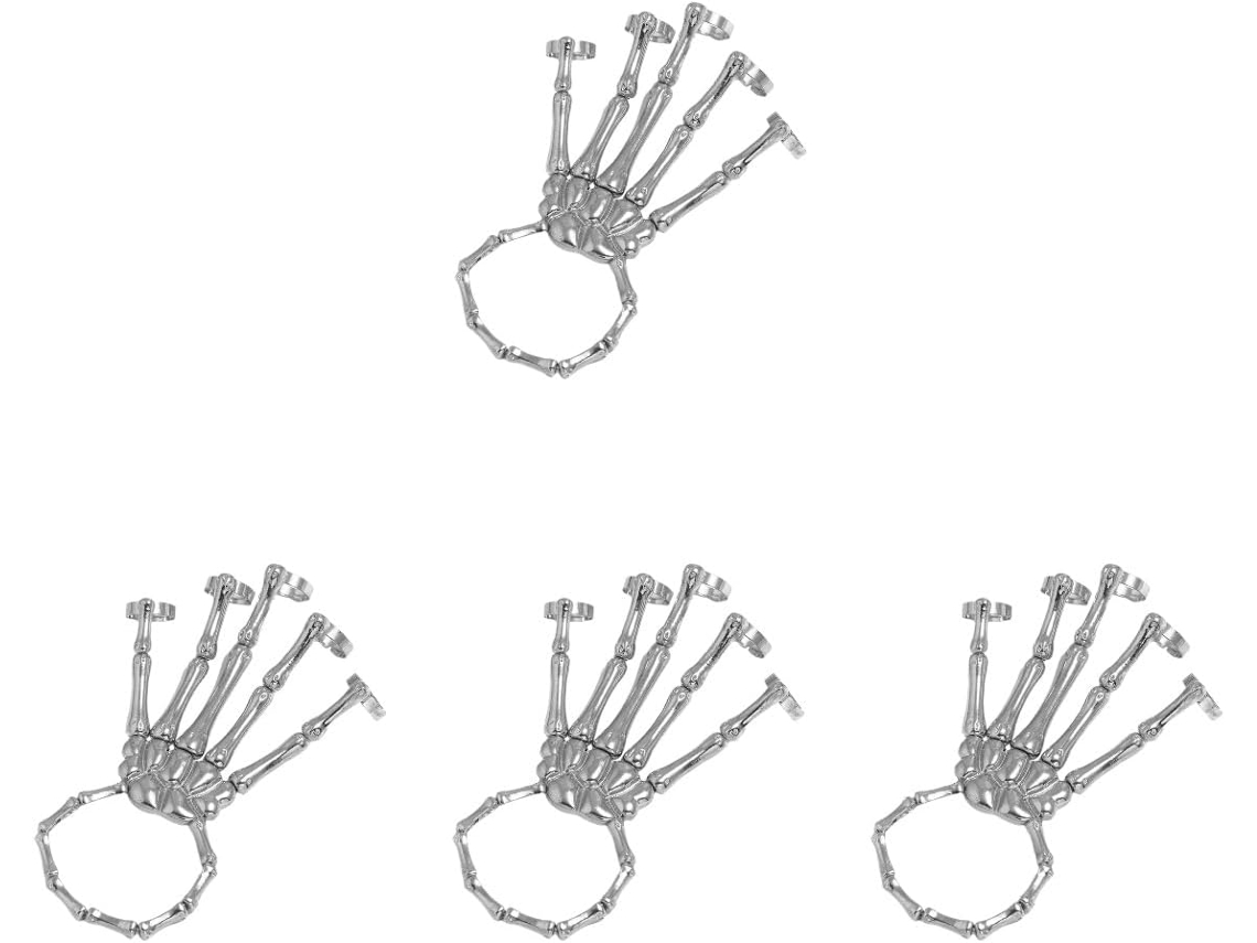 De 8 Pulseras Góticas Plateadas Con Diseño De Esqueleto Para Hombre Y Mujer, Accesorio Retro Punk.