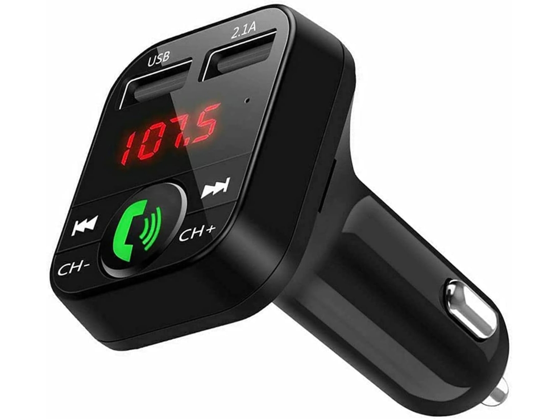 Transmisor FM Bluetooth para coche y camión, manos libres de 12/24 V, reproductor de música Bluetooth V50 + EDR, adaptador de receptor de radio FM, dos puertos USB, 21 A de velocidad rápida