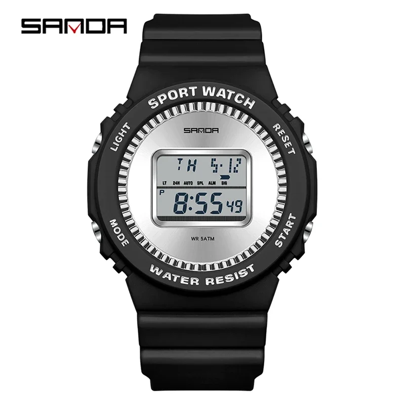 Reloj Deportivo (negro Y Plateado), Cronómetro Multifuncional, Temporizador De Cuenta Regresiva, Resistente Al Agua, Reloj Digital Para Estudiantes.
