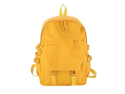 Mochila escolar amarilla moderna para estudiantes de secundaria, con amplia capacidad.