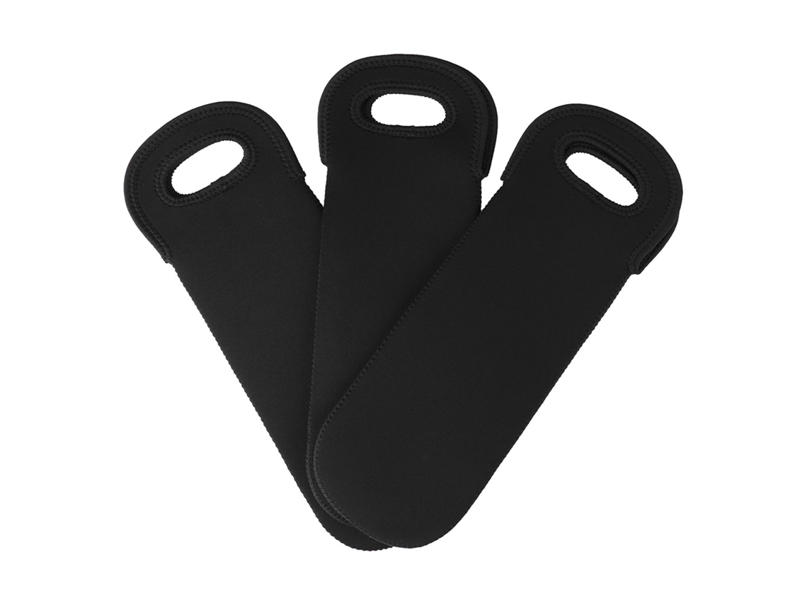 Juego de 3 fundas protectoras de neopreno para botellas de vino y otras bebidas.