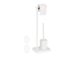 Conjunto De Sanita Relaxdays, Hbt: 66,5 X 23 X 18 Cm, Suporte Para Papel Higiénico, Escova, Aço Inox, Branco