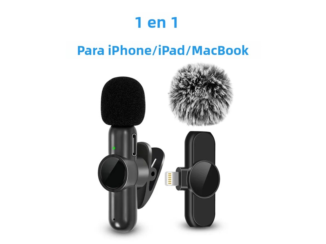 Microfone de Lapela Sem Fio 2.4g, Cancelamento de Ruído, Compatível com Vários Dispositivos. MDUG (conjunto Ios)