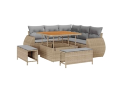 Maison Exclusive - Conjunto De Sofá De Jardín Con Cojín 8 Pcs Beige Y Gris Claro