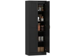 Guarda roupa 2 Portas 5 Prateleiras Estilo Contemporâneo 60x36,5x175cm Preto ZENCORE SERVICES