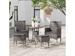 Conjunto de jardín de 5 piezas en mimbre gris PE DKD Home Decor