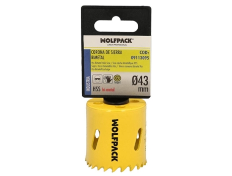 Corona Sierra Bimetal Ø 43 mm Templado Termico. Base Reforzada. Corona Madera. Broca Agujeros Madera. Acero. Hierro. Plasticos WOLFPACK LINEA PROFE...