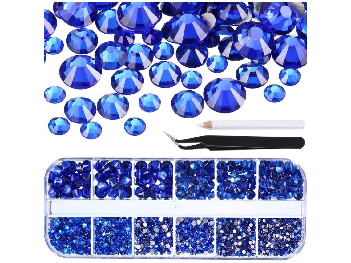 2000 Diamantes De Imitación De Cristal Redondos En 6 Tamaños (1,5-6 Mm) Y Herramientas De Soporte.