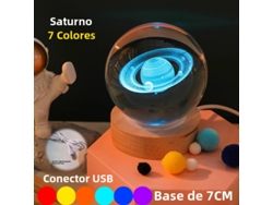 Lámpara de noche LED USB Galaxy Crystal, luz planetaria 3D, luz de luna MDUG (Saturno de 7 cm)