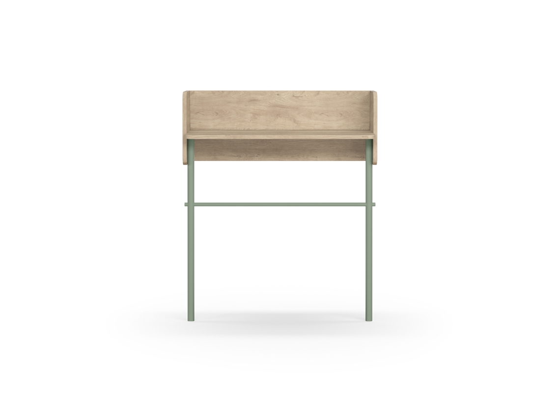 Consola de entrada de Herdasa, fabricada en melamina y madera de haya, modelo DANISH. Roble-Verde