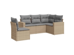 Conjunto 5 de sofás jardín con cojines VIDAXL ratán sintético beige
