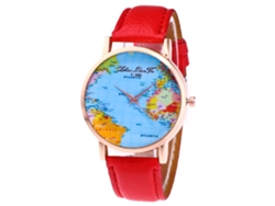 Reloj De Pulsera Unisex De Cuarzo Con Dial Redondo Para Hombre Y Mujer(rojo)