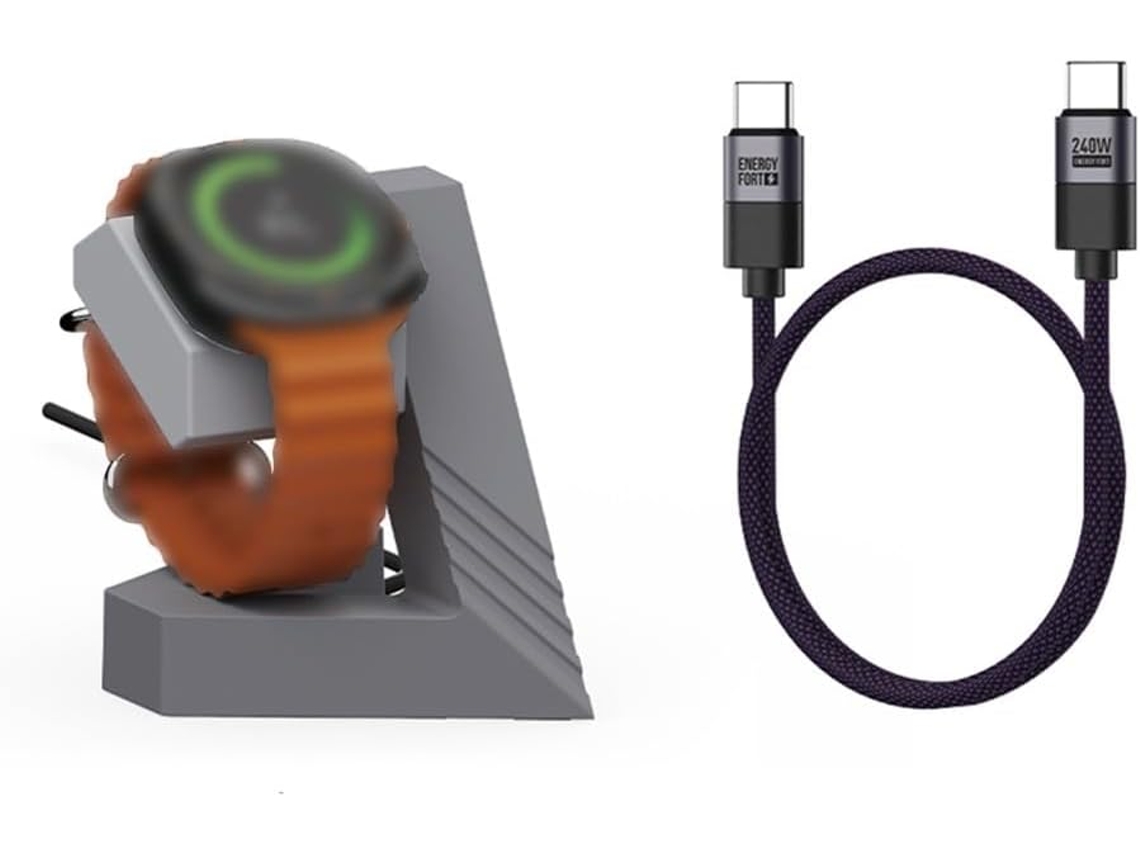 Soporte De Carga Para Reloj De 8 X 18 M, Base De Silicona Gris, Diseño Compacto Para El Hogar O La Oficina.