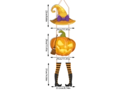 Letrero colgante de calabaza de Halloween 2024 con bruja y murciélago, pancarta decorativa para puerta de entrada, estilo C Viewleaf
