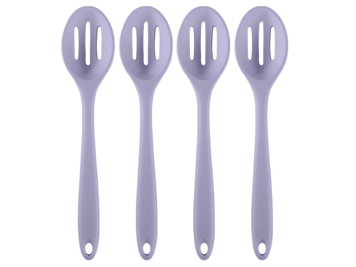 Juego de 4 cucharas ranuradas de silicona - Resistente al calor RNEMITERY
