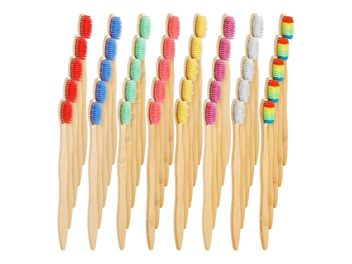 Cepillo de dientes de carbón para el cuidado bucal familiar, cerdas de nailon sin BPA con tecnología de cerdas suaves, cepillos de dientes de bambú con carbón.