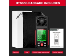 Anemómetro Digital Ht605s Con Pantalla Lcd Retroiluminada, Que Mide La Velocidad Del Viento, La Temperatura Y La Humedad.