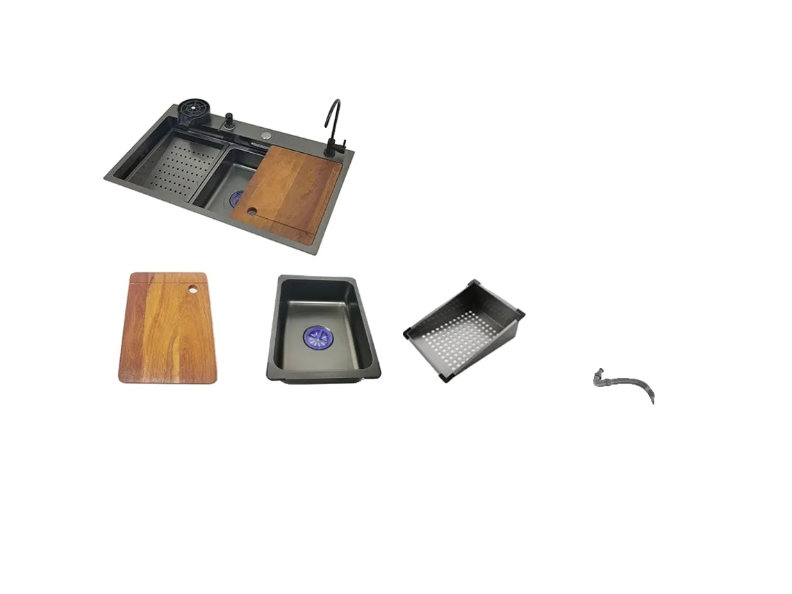 Fregadero de cocina de acero inoxidable, grande, de un solo seno, fácil de montar, 75 x 46 cm, OEM