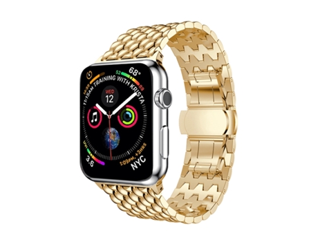 Correa de reloj de acero inoxidable macizo Dragon Grain para Apple Watch Series 3, 2 y 1 de 38 mm (dorado)