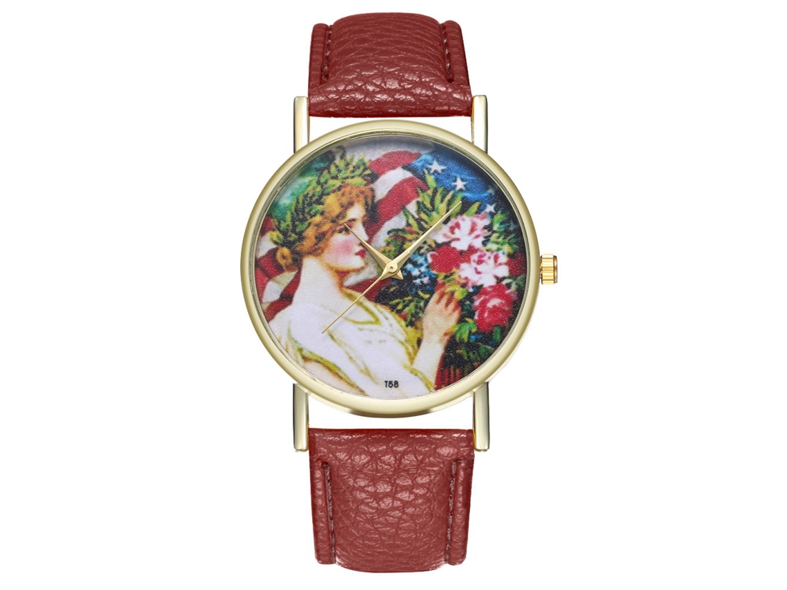 Reloj De Pulsera Unisex De Moda Con Correa De Piel Sintética, Estampado De Póster, Cuarzo, Diseño De Café.