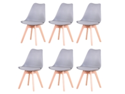 Sillas de comedor estilo nórdico con asiento tapizado en PU, color gris OEM