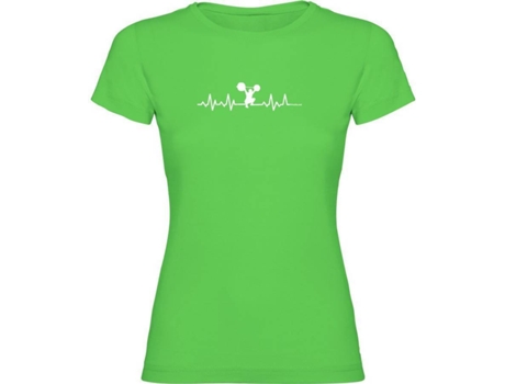 Camiseta para Mujer KRUSKIS Fitness Heartbeat Verde para Fitness (M)