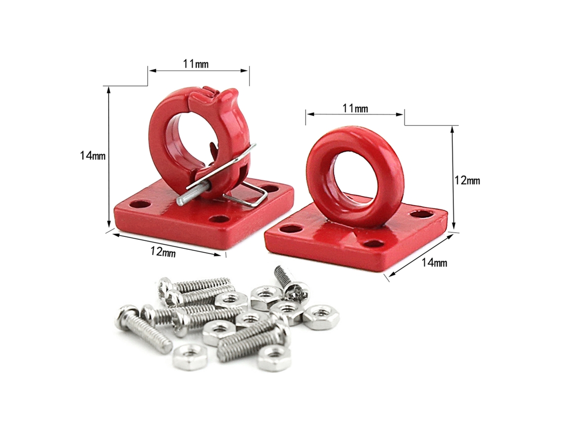 Hebilla De Remolque Metálica Para Coche Teledirigido Traxxas Trx4 Axial Scx10 A Escala 1/10 - Roja