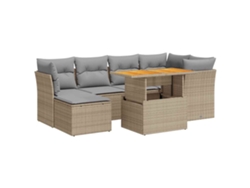 Conjunto 7 De Sofás Para Jardín VIDAXL Beige Poli Ratán(100 x 55 x 73 cm)