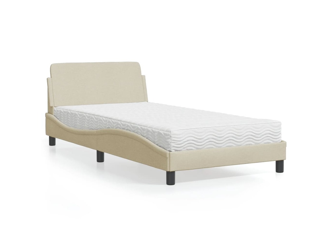 Cama Con Colchón Tela Color Crema 100x200 Cm