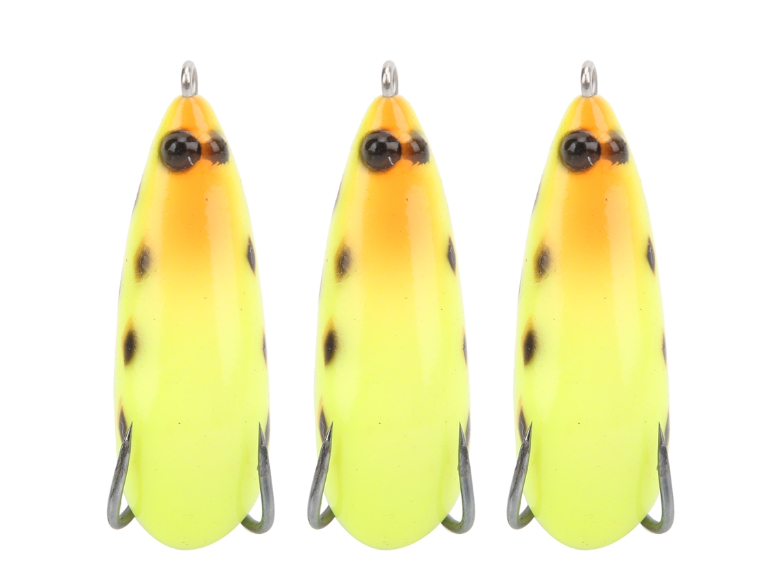 Juego de 3 señuelos de pesca de silicona (amarillo)
